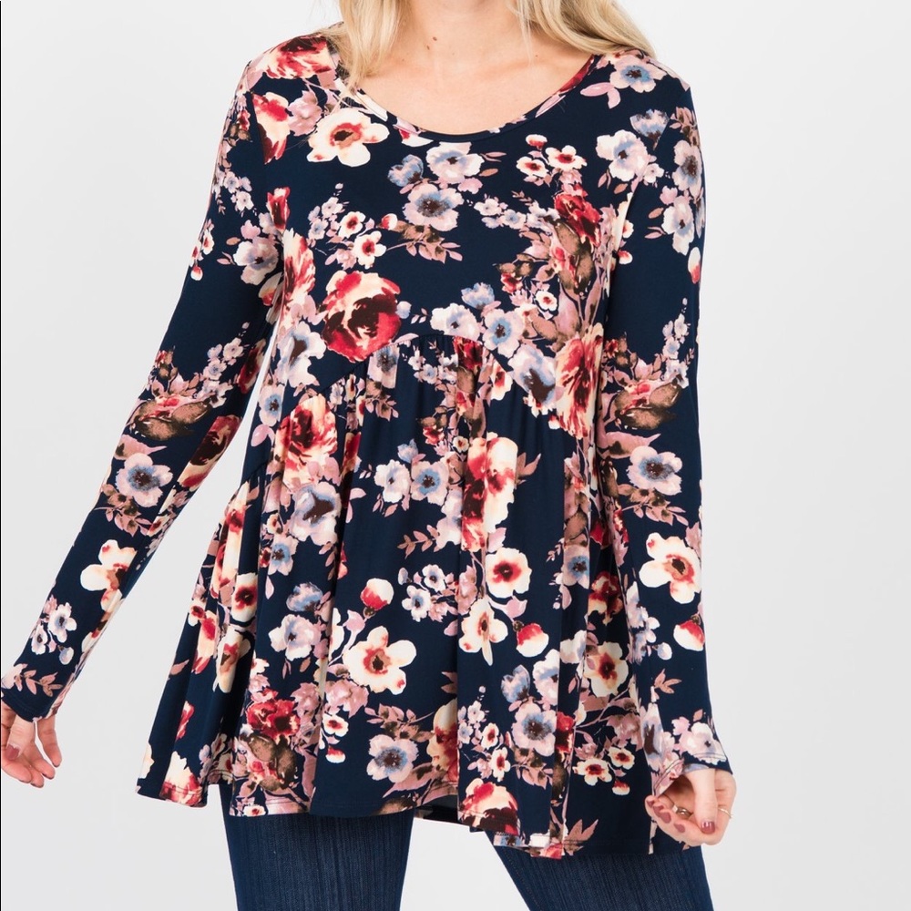 BNWT A&D Navy Floral Muse Tunic